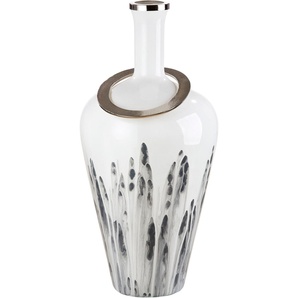 Bodenvase GILDE Statuario Vasen Gr. B/H/T: 35,00 cm x 67,00 cm x 35,00 cm Ø 35,00 cm, grau (grau, weiß) Blumenvasen durchgefärbtes Glas, mit Metallring