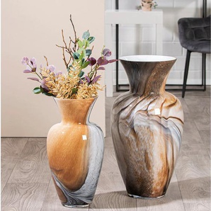 Bodenvase GILDE Vase Draga H. 50,0 cm Vasen Gr. B/H/T: 25 cm x 50 cm x 25 cm, braun Blumenvasen
