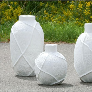 Bodenvase GILDE Vase Linhas weiß H. 57,5cm Vasen Gr. B/H/T: 36 cm x 57,5 cm x 36 cm, weiß Blumenvasen