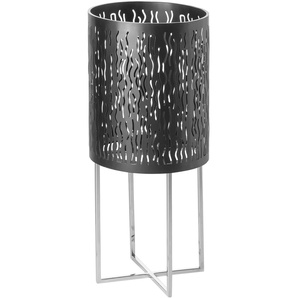 Bodenwindlicht FINK BACCUS Kerzenhalter Gr. H: 63 cm, silberfarben (schwarz, silberfarben) Windlichter Laternen Kerzenhalter, Dekoobjekt, schwarz pulverbeschichtet
