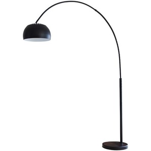 Bogenlampe 195 cm, schwarz, Dimmschalter, Ø Lampenschirm 33 cm, Marmorfuß - Stehlampe, Designlampe, Leselampe, Bodenlampe, Leuchte