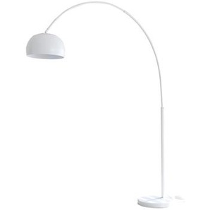 Bogenlampe 195 cm, weiß, Dimmerungsschalter, Ø Lampenschirm 33 cm, Marmorfuß - Stehlampe, Designlampe, Leselampe, Bodenlampe, Leuchte