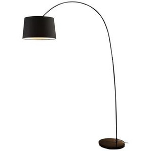 Bogenlampe 205 cm, schwarz, Dimmschalter, Ø Lampenschirm 40cm, Marmorfuß - Stehlampe, Designlampe, Leselampe, Bodenlampe, Leuchte