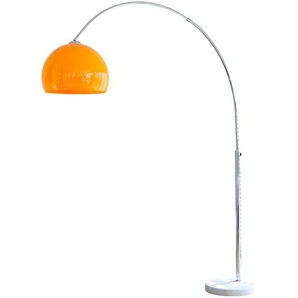 Bogenlampe 208 cm, orange, Dimmerungsschalter, Ø Lampenschirm 40 cm, Marmorfuß - Stehlampe, Designlampe, Leselampe, Bodenlampe, Leuchte