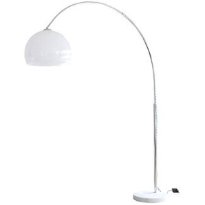 Bogenlampe 208 cm, weiß, Dimmerungsschalter, Ø Lampenschirm 40 cm, Marmorfuß - Stehlampe, Designlampe, Leselampe, Bodenlampe, Leuchte