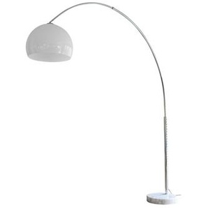Bogenlampe 230 cm, weiß, Kunststoff, Dimmschalter, Ø Lampenschirm 40 cm, Marmorfuß - Stehlampe, Designlampe, Leselampe, Bodenlampe, Leuchte