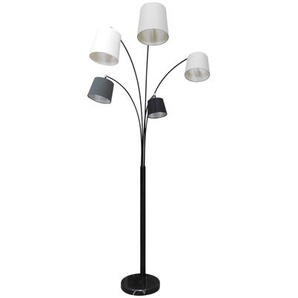 Bogenlampe 5-flammig, mit beweglichen Armen und Schirmen - Stehlampe, Designlampe, Leselampe, Bodenlampe, Leuchte