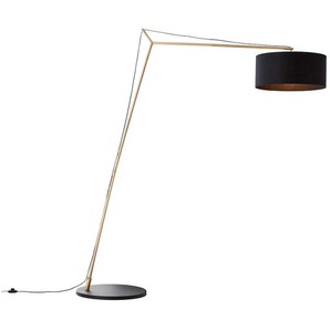 Bogenlampe BRILLIANT Annice Lampen Gr. 1 flammig, Höhe: 192,5 cm, schwarz (schwarz matt, messingfarben gebürstet) Bogenlampen Höhe 193cm, Ausl. 160cm, E27, schwarzmessingfarben gebürstet
