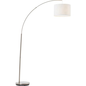 Bogenlampe BRILLIANT Clarie Lampen Gr. 1 flammig, Ø 36,5 cm Höhe: 180 cm, silberfarben Bogenlampen 1,8m Höhe, E27 max. 60W, eisenweiß, Stoffschirm, MetallTextil