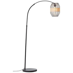 Bogenlampe BRILLIANT Slope Lampen Gr. 1 flammig, Höhe: 171 cm, schwarz (schwarz, natur) Bogenlampen