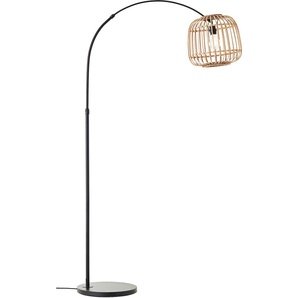 Bogenlampe HOME AFFAIRE Grazay Lampen Gr. 1 flammig, Höhe: 171,00 cm, schwarz (natur, schwarz) Bogenlampen Stehleuchte mit 1,7m Höhe und 1,1m Ausladung, Schirm aus Rattan