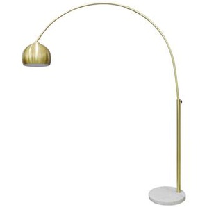 Bogenlampe Messing, mit Marmorfuß, Ø Lampenschirm ca. 30 cm - Stehlampe, Designlampe, Leselampe, Bodenlampe, Leuchte