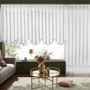 Bogenstore MY HOME Eby Gardinen Gr. 120 cm, Kräuselband, 400 cm, beige (dunkelbeige) Kräuselband Gardine Transparent Polyester