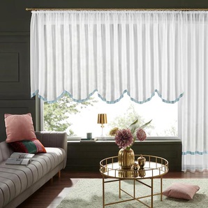 Bogenstore MY HOME Eby Gardinen Gr. 140 cm, Kräuselband, 400 cm, grau Kräuselband Transparent Polyester
