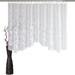 Bogenstore VHG Gudrun Gardinen Gr. 120 cm, Kräuselband, 450 cm, weiß Landhaus Gardinen Jacquard, Polyester, pflegeleicht, nach Maß