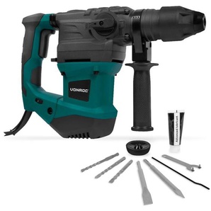 Vonroc - Bohrhammer 1800W- 6 Joule - sds plus - 4 Funktionen Inkl. Bohrer und Meißel