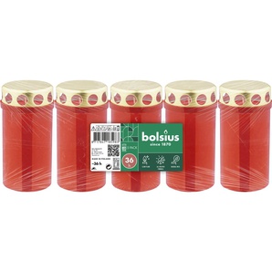 Bolsius Dauerbrenner Nr. 3 rot Allwetter mit Deckel 6,1 x 12 cm 5er Pack GLO660406408