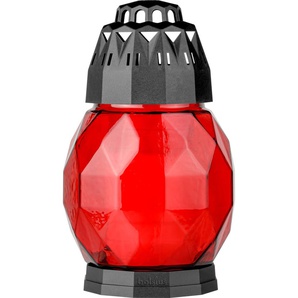 Bolsius Grablaterne Diamond aus Glas rot 178/108 mm GLO660200124