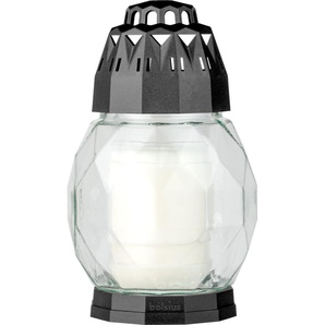 Bolsius Grablaterne Diamond aus Glas weiß 178/108 mm GLO660200125