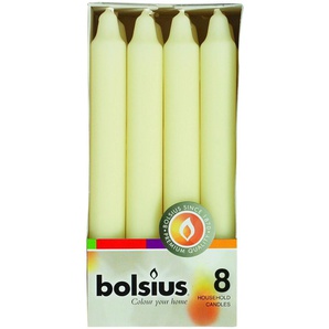 Bolsius Haushaltskerzen elfenbein, Höhe 18 cm, Ø 2,13 cm, 8er Pack GLO660208841