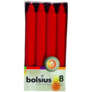 Bolsius Haushaltskerzen rot, Höhe 18 cm, Ø 2,13 cm, 8er Pack GLO660208842