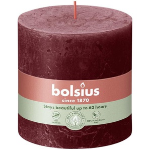 Bolsius Rustik Stumpenkerze samtrot, Höhe: 10 cm, Ø 10 cm GLO660209508