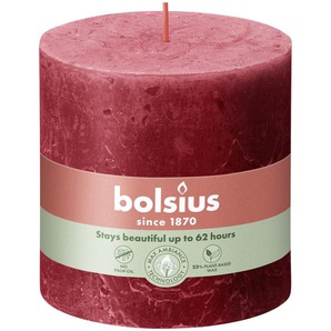 Bolsius Rustik Stumpenkerze zartes rot, Höhe: 10 cm, Ø 10 cm GLO660209507