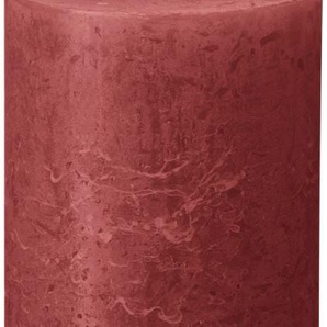 Bolsius Rustik Stumpenkerze zartes rot, Höhe: 19 cm, Ø 6,8 cm GLO660209523