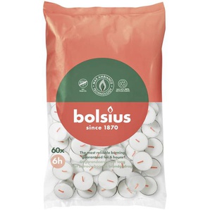 Bolsius Teelichte 6 Stunden Beutel 60 Stück weiß GLO660201383