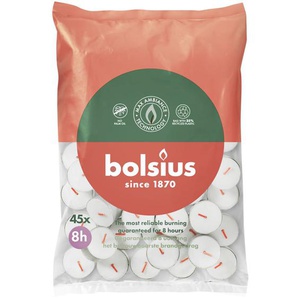 Bolsius Teelichte 8 Stunden Beutel 45 Stück weiß GLO660201384