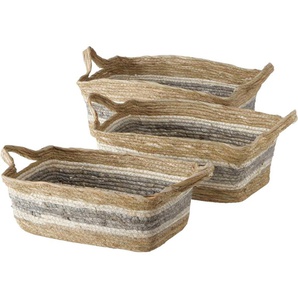 Aufbewahrungskorb BOLTZE Korb Kavio, 3 tlg., Set 3 Aufbewahrungsboxen Gr. B/H/T: 31 cm x 17 cm x 40 cm, beige (cremeweiß) Körbe