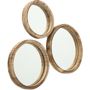 Boltze Spiegel Set Jones 3-teilig runde Wandspiegel, Rahmen aus Holz, ø 25-35 cm