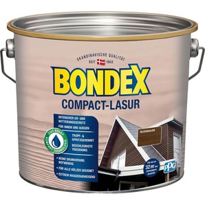 BONDEX Holzschutzlasur COMPACT-LASUR Farben intensiver UV- & Witterungsschutz, extrem wasserabweisend Gr. 2,5 l, braun (nussbaum) Holzlasuren