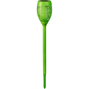 BONETTI LED Gartenfackel, Tageslichtsensor, LED fest integriert, LED Solar Gartenfackel grün mit realer Flamme 3er Set