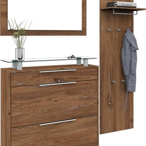 borchardt Möbel Garderoben-Set Oliva, (3-tlg), mit hängendem Schuhschrank, Paneel und Spiegel