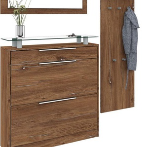 borchardt Möbel Garderoben-Set Oliva, (3-tlg), mit stehendem Schuhschrank, Paneel und Spiegel