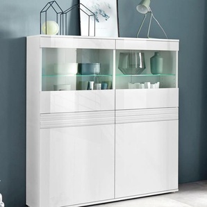Vitrine BORCHARDT MÖBEL Florenz Schränke weiß (weiß hg, riffeloptik mdf) Vitrinen Höhe 125 cm