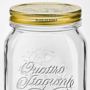 Bormioli Rocco Einmachglas Quattro Stagioni, Glas, (Set, 12-tlg., 12 Stück, 1,0l Fassungsvermögen), luftdicht verschließbar