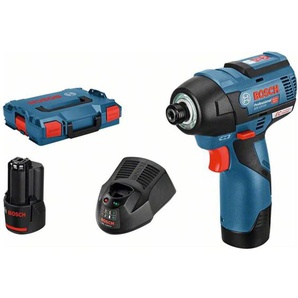 Bosch Akku-Drehschlagschrauber GDR 12V-110, incl. 2x Akku GBA 3 Ah, Schnellladegerät, L-BOXX