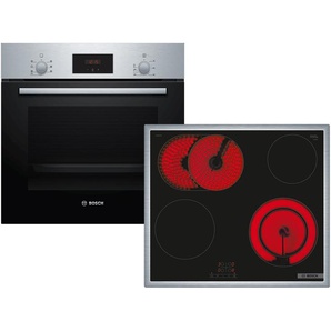 Bosch HBD231CR62 Set Backofen HBF133BR0 Edelstahl + Glaskeramikkochfeld PKN645BA2E + Backblech HEZ431002