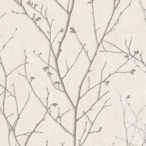 BOUTIQUE Vliestapete Water Silk Sprig ivory Tapeten 1000 cm Länge Gr. B/L: 0,52 m x 10 m, silberfarben (silber) Vliestapeten Tapeten