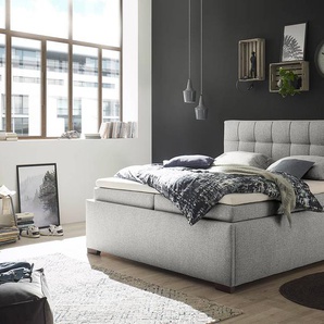 Boxbett Cornola mit Stauraum 180 x 200cm Flachgewebe Norana Grau