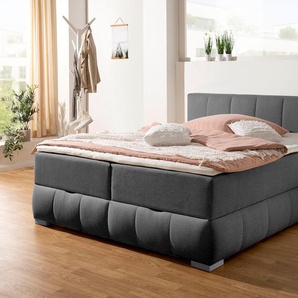 Boxbett Chelles, grau (anthrazit), B:207cm L:225cm, GUIDO MARIA KRETSCHMER HOME & LIVING, Komplettbetten, inkl. Topper und Bettkasten, Topseller