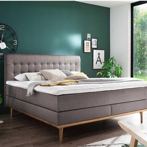 Boxbett in Taupe Webstoff 180x200 cm