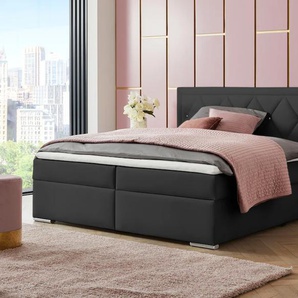 Boxbett LEONIQUE Alfie, Bestseller, wahlweise mit Bettkasten, schwarz, L:206cm, Bezug Bett: Samtvelours (100% Polyester), Bezug der Spiegelfläche Matratzendrell aus 100% Polyester. Topperbezug abnehmbar und waschbar bis 30u00ba C, aus 100% Polyester,