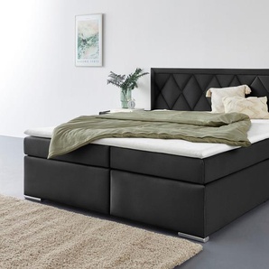 Boxbett LEONIQUE Alfie, Bestseller, wahlweise mit Bettkasten, schwarz, L:206cm, Bezug Bett: Samtvelours (100% Polyester), Bezug der Spiegelfläche Matratzendrell aus 100% Polyester. Topperbezug abnehmbar und waschbar bis 30u00ba C, aus 100% Polyester,