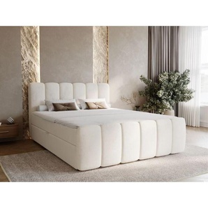 Boxbett mit Bettkasten 140x200, Beige Samt, Cloud