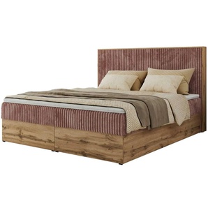 Boxbett mit Bettkasten - rosa/pink - Materialmix - 144 cm - 120 cm | Möbel Kraft