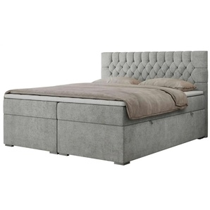 Boxbett mit Bettkasten - silber - Materialmix - 180 cm - 125 cm | Möbel Kraft