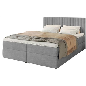 Boxbett mit Bettkasten und Topper - grau - Materialmix - 180 cm - 102 cm | Möbel Kraft